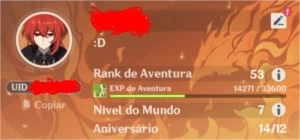 Conta Genshin Impact com 6 personagens 5 estrelas