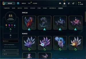 Conta Ouro 4 com TODOS os champs e 360 Skins + 46 Cromas - League of Legends LOL