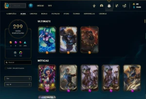 Conta prata 4 com 150 Champs e 300 Skins + 5 Prestigios - League of Legends LOL