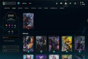 Conta prata 4 com 150 Champs e 300 Skins + 5 Prestigios - League of Legends LOL