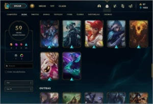 Conta prata 1 com 59 skins e 72 champs - League of Legends LOL