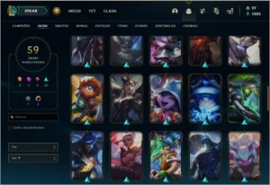 Conta prata 1 com 59 skins e 72 champs - League of Legends LOL
