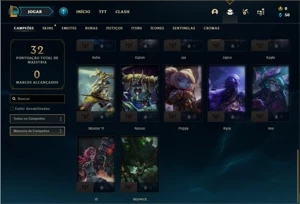 Conta platina 2 com 32 Champs e 8 Skins + 6 Fragmentos - League of Legends LOL