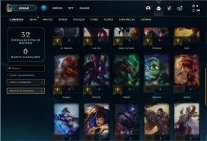 Conta platina 2 com 32 Champs e 8 Skins + 6 Fragmentos - League of Legends LOL