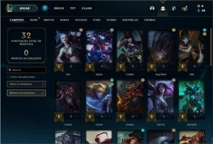 Conta platina 2 com 32 Champs e 8 Skins + 6 Fragmentos - League of Legends LOL