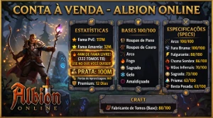 Conta Albion - 100M de PRATA + 44M FAMA LIVRE (222 Tomos T8) - Albion Online