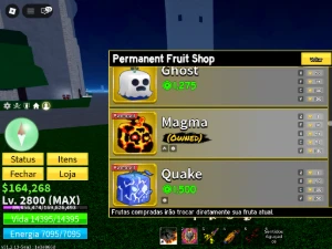 Conta Blox Fruits Lvl 2800 com Dragon Perm + 4 Perms - Roblox