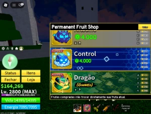 Conta Blox Fruits Lvl 2800 com Dragon Perm + 4 Perms - Roblox