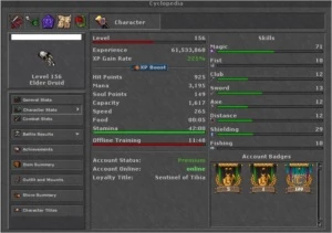 Tibia! Elder Druid 156 RK Lacrada Premmy