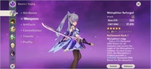 Conta com Keqing + Cortadora da Neblina - Genshin Impact