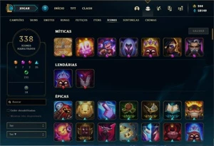 Conta prata 4 com TODOS os champs e 229 Skins + 86 Cromas - League of Legends LOL