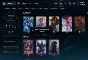 Conta prata 4 com TODOS os champs e 229 Skins + 86 Cromas - League of Legends LOL