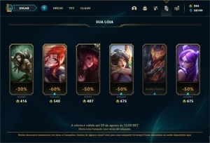 Conta prata 4 com TODOS os champs e 229 Skins + 86 Cromas - League of Legends LOL