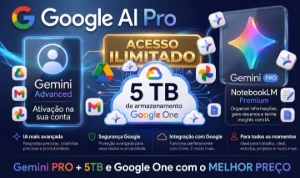 Google Ai Pro + Gemini Pro + Flow + 5Tb 18m 30 dias garantia - Assinaturas e Premium