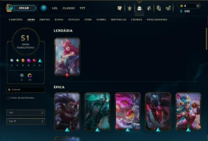 Diamante 4 com 110 Champs e 51 Skins - League of Legends LOL