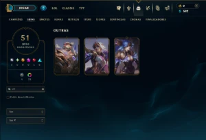 Diamante 4 com 110 Champs e 51 Skins - League of Legends LOL