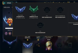 Diamante 4 com 110 Champs e 51 Skins - League of Legends LOL
