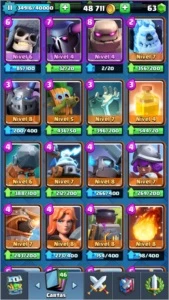 liga 1 14 lendarias 9 nv 2 e 2 nv 3 e 2 carta full - Clash Royale