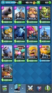 liga 1 14 lendarias 9 nv 2 e 2 nv 3 e 2 carta full - Clash Royale