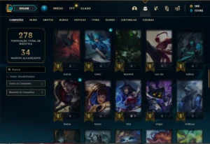 Conta Unranked com 70 Champs e 22 Skins - League of Legends LOL