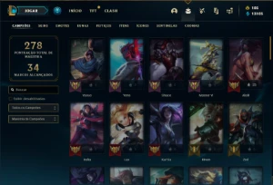 Conta Unranked com 70 Champs e 22 Skins - League of Legends LOL