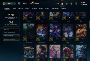 Conta Unranked com 70 Champs e 22 Skins - League of Legends LOL