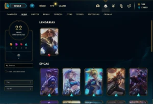Conta Unranked com 70 Champs e 22 Skins - League of Legends LOL