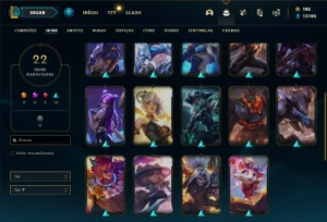 Conta Unranked com 70 Champs e 22 Skins - League of Legends LOL