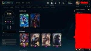 Conta lol com 366 skins, ouro 3 solo/duo - League of Legends
