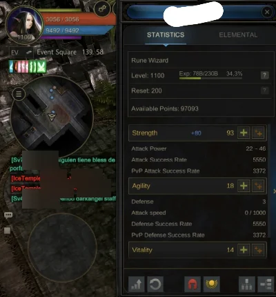 Rune Wizard  lvl 1100 200rr com hunt - MU Online