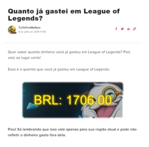 Conta de League Of Legends com mais de R$1.700,00 gasto LOL
