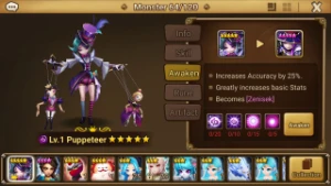 Reroll Summoners War lvl10 com Puppeteer Dark - Zenisek