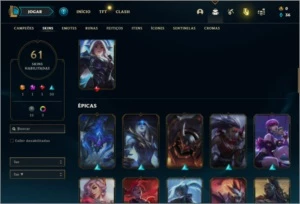 Conta bronze 1 com 1000 jogos 61 skins e 140 champs - League of Legends LOL