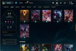 Conta ouro 4 com 96 Champs e 64 Skins + 4 Vitoriosas - League of Legends LOL