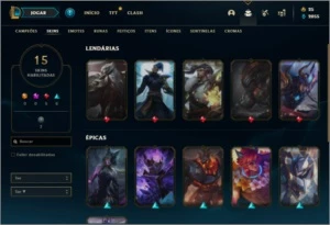 Conta Unranked com 15 Skins e 31 Champs - League of Legends LOL