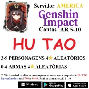 CONTA INICIANTE COM PERSONAGEM HU TAO 5⭐ - AR 5~10 - Genshin Impact