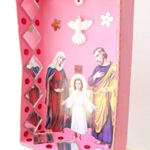 Relicário Sagrada Família com Divino - Rosa - Artesanato e Personalizados