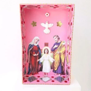 Relicário Sagrada Família com Divino - Rosa - Artesanato e Personalizados