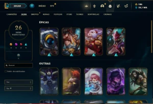 Conta Unranked 100 Champs e 26 Skin + 3 Raras + Icones Raros - League of Legends LOL