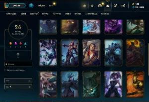 Conta Unranked 100 Champs e 26 Skin + 3 Raras + Icones Raros - League of Legends LOL