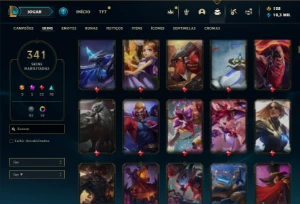 Ferro 1 com TODOS os champs e 341 Skins + 24 Maestrias 7 - League of Legends LOL