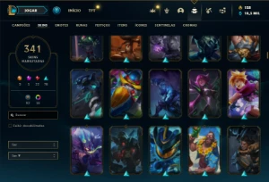 Ferro 1 com TODOS os champs e 341 Skins + 24 Maestrias 7 - League of Legends LOL