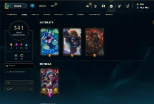 Ferro 1 com TODOS os champs e 341 Skins + 24 Maestrias 7 - League of Legends LOL