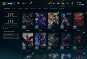 Ferro 1 com TODOS os champs e 341 Skins + 24 Maestrias 7 - League of Legends LOL