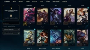 Conta Smurf premiada com diversas skins habilitadas - League of Legends LOL