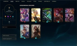 Conta Smurf premiada com diversas skins habilitadas - League of Legends LOL