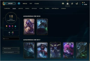 Conta platina 1 com 75 PDL , 41 champs e 18 skins - League of Legends LOL
