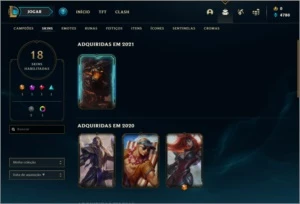 Conta platina 1 com 75 PDL , 41 champs e 18 skins - League of Legends LOL