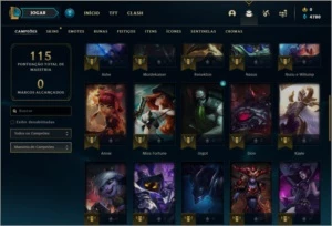 Conta platina 1 com 75 PDL , 41 champs e 18 skins - League of Legends LOL