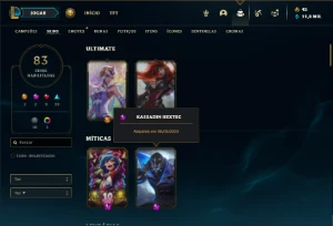 Conta Diamante 4 com 100 Champs e 83 Skins - League of Legends LOL